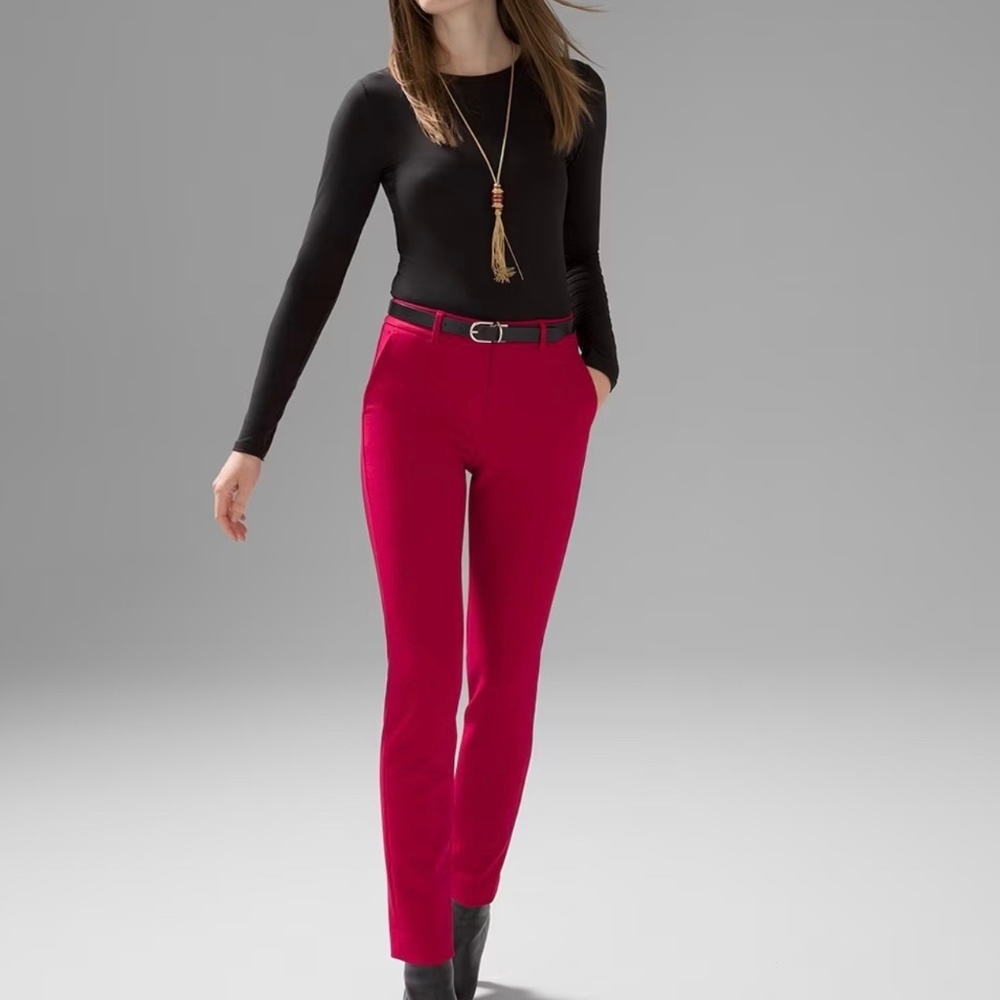 WHBM Burgundy Slim Ankle Pant, Size 8